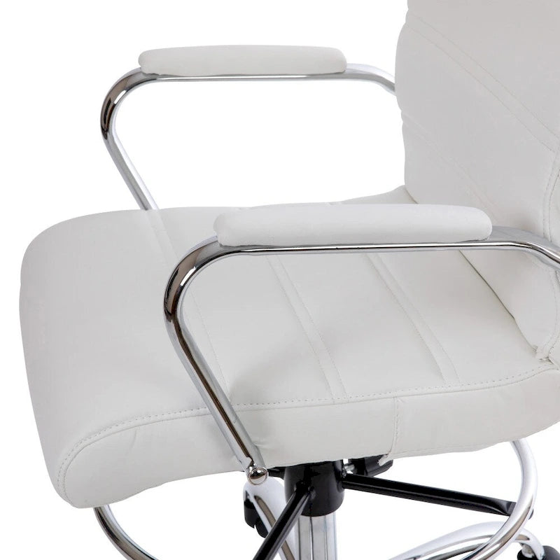 Mid-Back LeatherSoft Drafting Chair with Adjustable Foot Ring and Chrome Base-6
