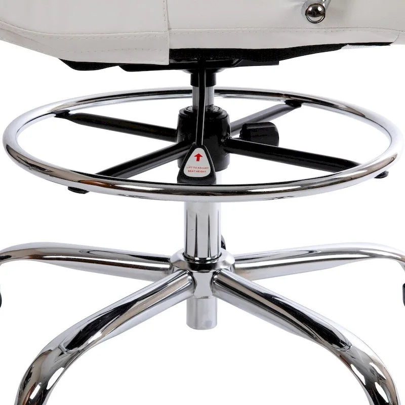 Mid-Back LeatherSoft Drafting Chair with Adjustable Foot Ring and Chrome Base-7
