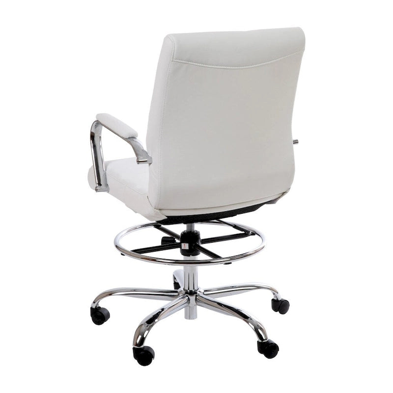 Mid-Back LeatherSoft Drafting Chair with Adjustable Foot Ring and Chrome Base-8