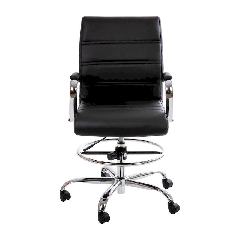 Mid-Back LeatherSoft Drafting Chair with Adjustable Foot Ring and Chrome Base-20