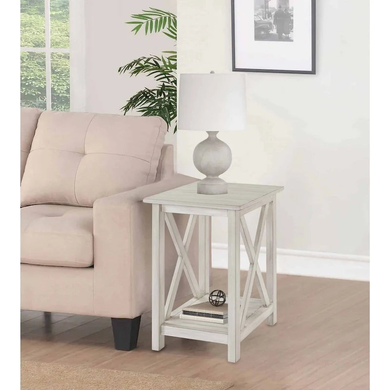 Jamestown Antique White Wood Side Table