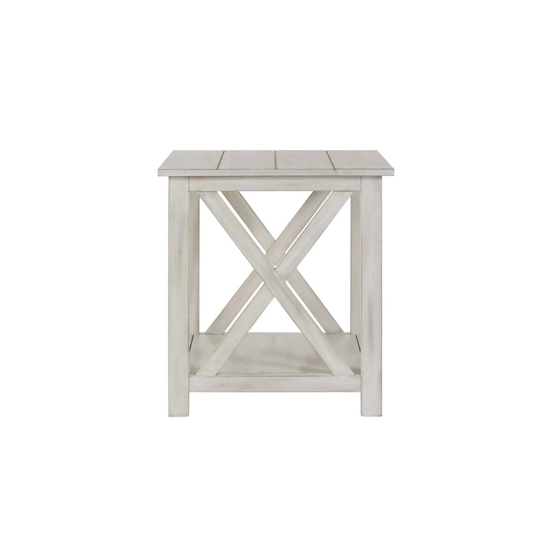 Jamestown Antique White Wood Side Table-4