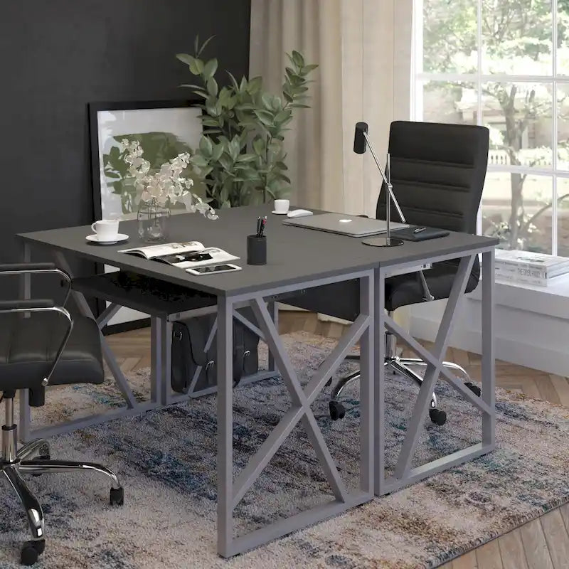 Computer Desk with Pull-Out Keyboard Tray and Cross-Brace Frame-6