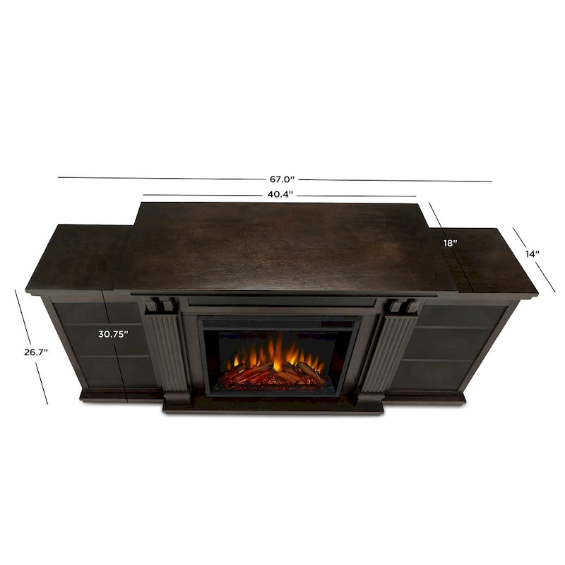 Calie 67 Electric TV Stand Fireplace in Dark Walnut by Real Flame - 67L x 18W x 30.5H-5