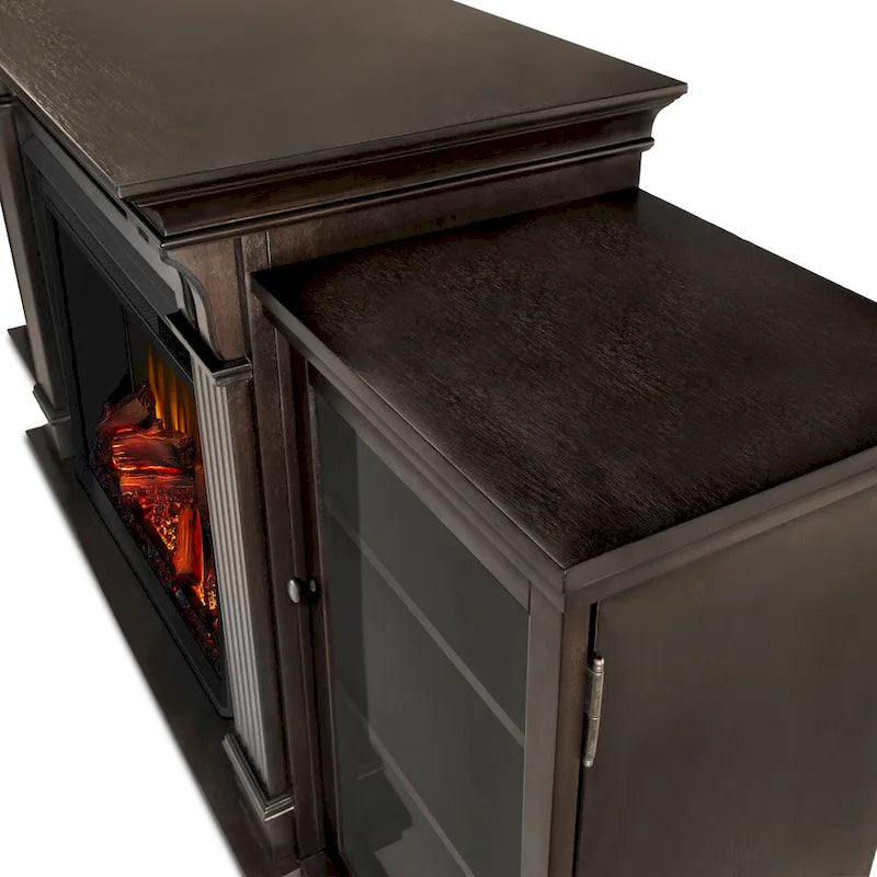 Calie 67 Electric TV Stand Fireplace in Dark Walnut by Real Flame - 67L x 18W x 30.5H-6