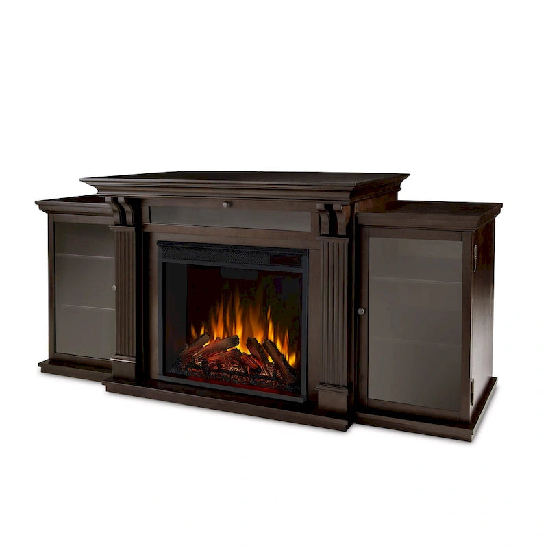 Calie 67 Electric TV Stand Fireplace in Dark Walnut by Real Flame - 67L x 18W x 30.5H-8