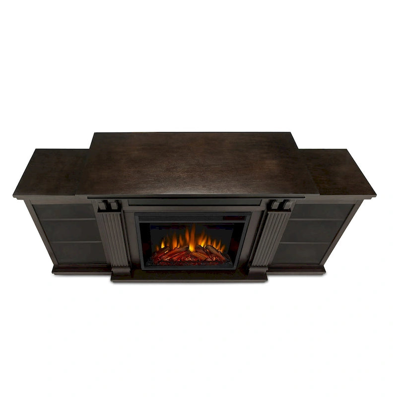 Calie 67 Electric TV Stand Fireplace in Dark Walnut by Real Flame - 67L x 18W x 30.5H-9