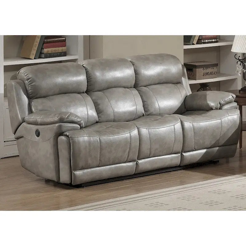 Estella Grey Contemporary Power Sofa and Loveseat with Storage Console (2-piece Set)-2