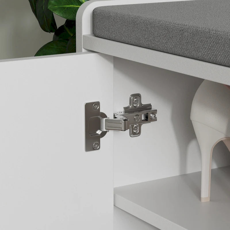 Shoe Storage Bench Storage Entryway Bench Door Cabinet Cushioned-5