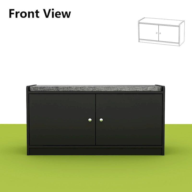 Shoe Storage Bench Storage Entryway Bench Door Cabinet Cushioned-28