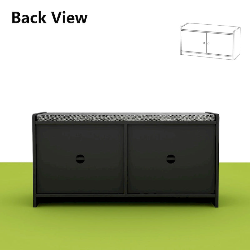Shoe Storage Bench Storage Entryway Bench Door Cabinet Cushioned-30