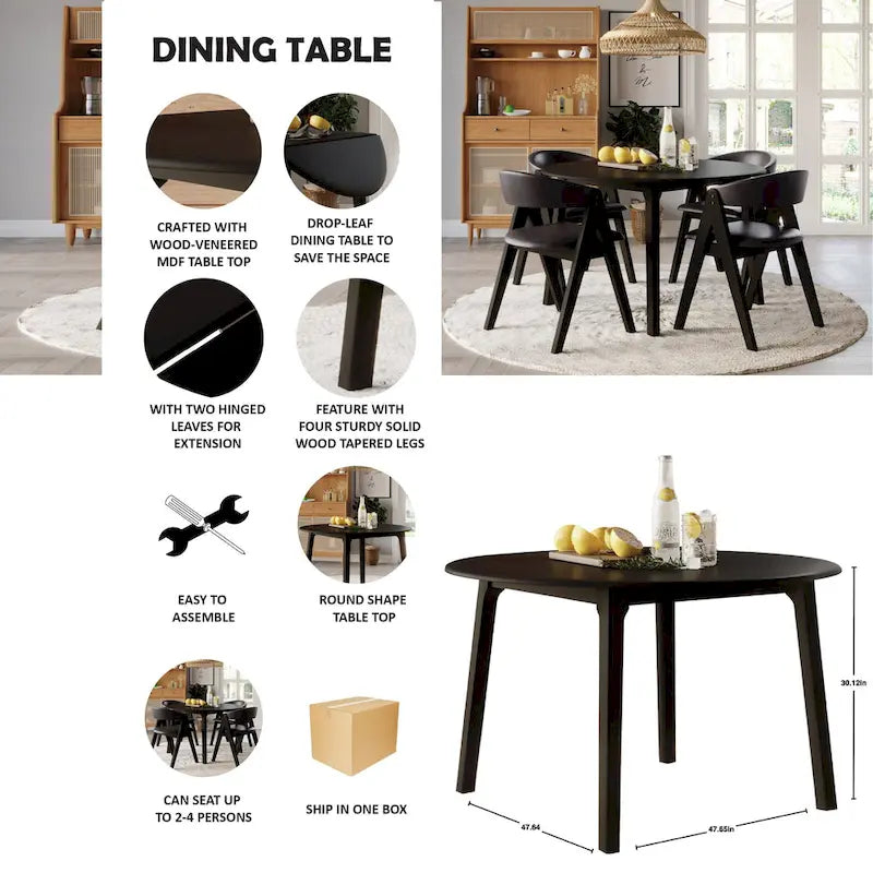 CraftPorch Transitional Drop Leaf 5-piece Dining Set-17