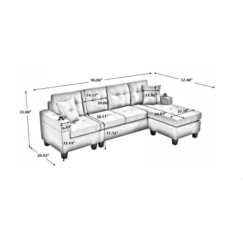 Modern Sectional Sofa with Reversible Chaise-15