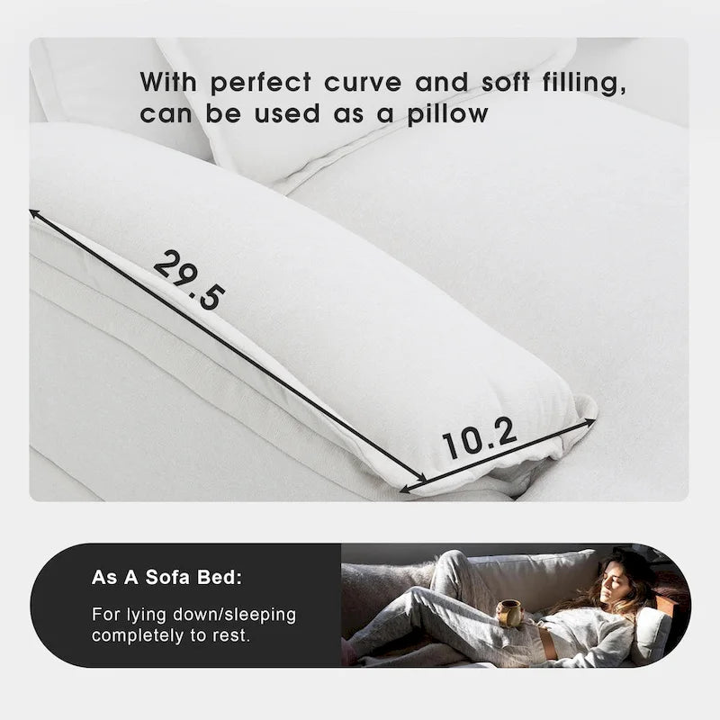 [VIDEO provided][New]109.8*55.9 Modern U-shaped Sectional Sofa with Waist Pillows,6-seat Upholstered Symmetrical Sofa Furniture-3