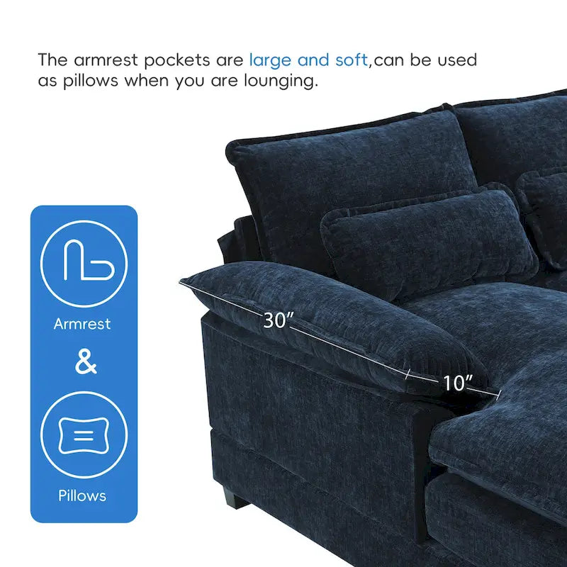 [VIDEO provided][New]109.8*55.9 Modern U-shaped Sectional Sofa with Waist Pillows,6-seat Upholstered Symmetrical Sofa Furniture-16
