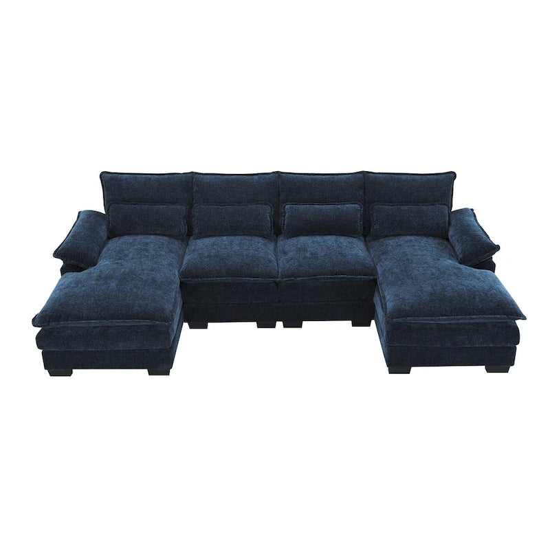[VIDEO provided][New]109.8*55.9 Modern U-shaped Sectional Sofa with Waist Pillows,6-seat Upholstered Symmetrical Sofa Furniture-18