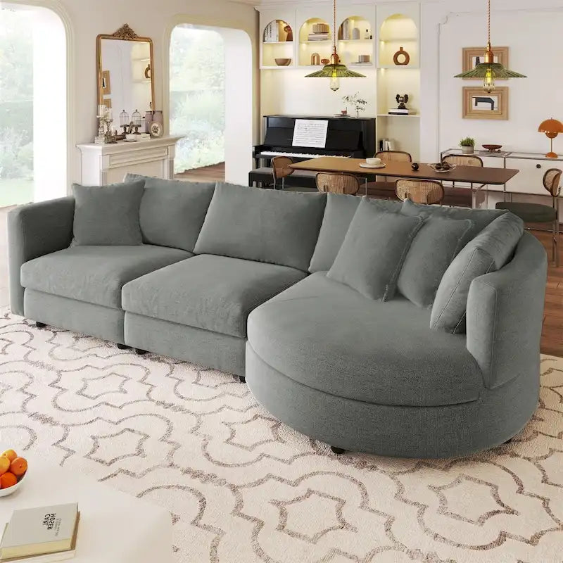 Merax Indoor Cushioned Combination Sofas with Curved Seat-21