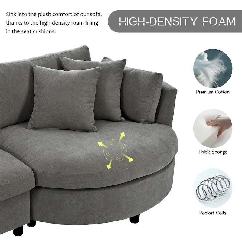 Merax Indoor Cushioned Combination Sofas with Curved Seat-7