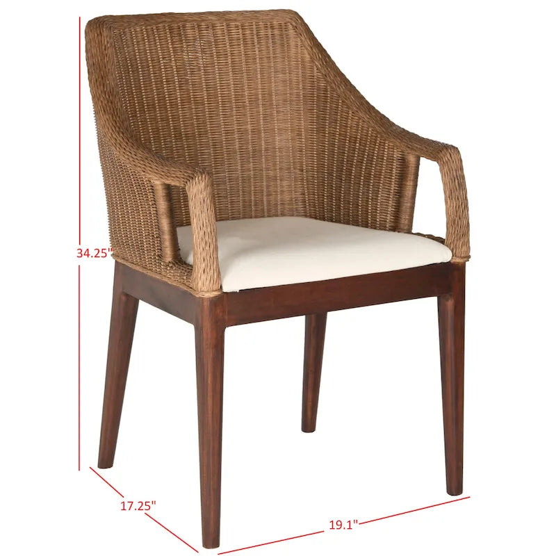 SAFAVIEH Duyen Dining Multi/ Brown Arm Chair - 23 x 23.3 x 34 - 23Wx23Dx34H-11