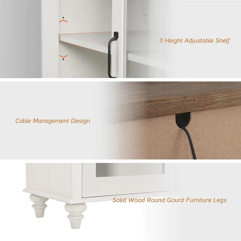 WAMPAT Farmhouse Glass Door TV Stand for up to 110 TVs, Modern Entertainment Center with Storage-6