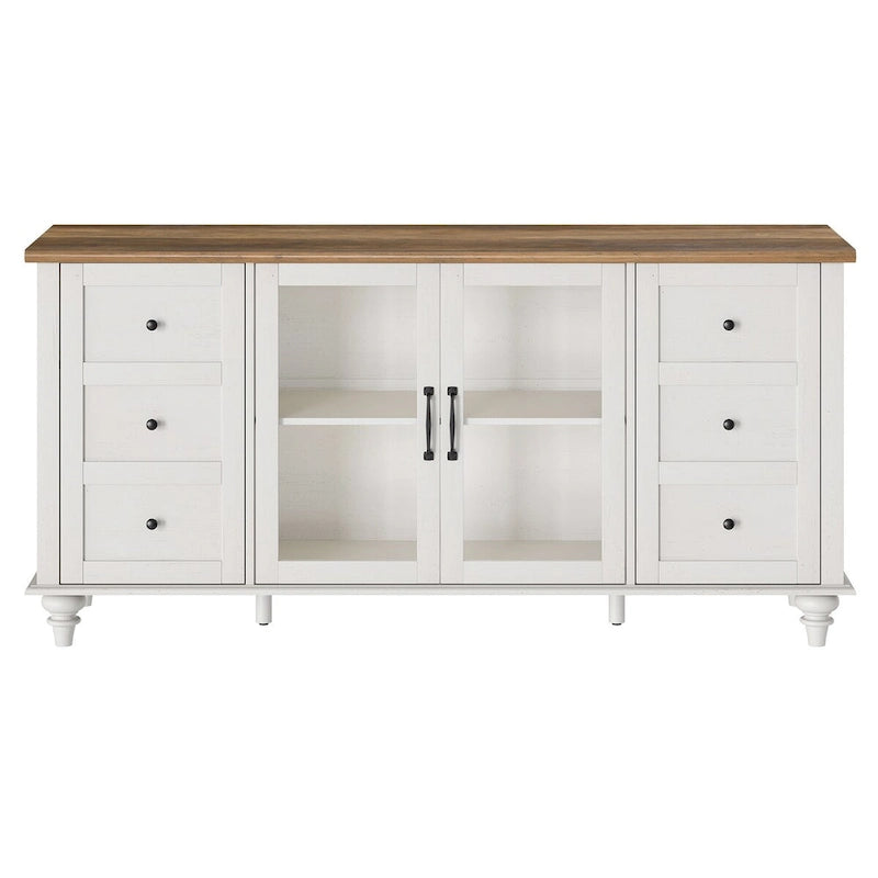 WAMPAT Farmhouse Glass Door TV Stand for up to 110 TVs, Modern Entertainment Center with Storage-14
