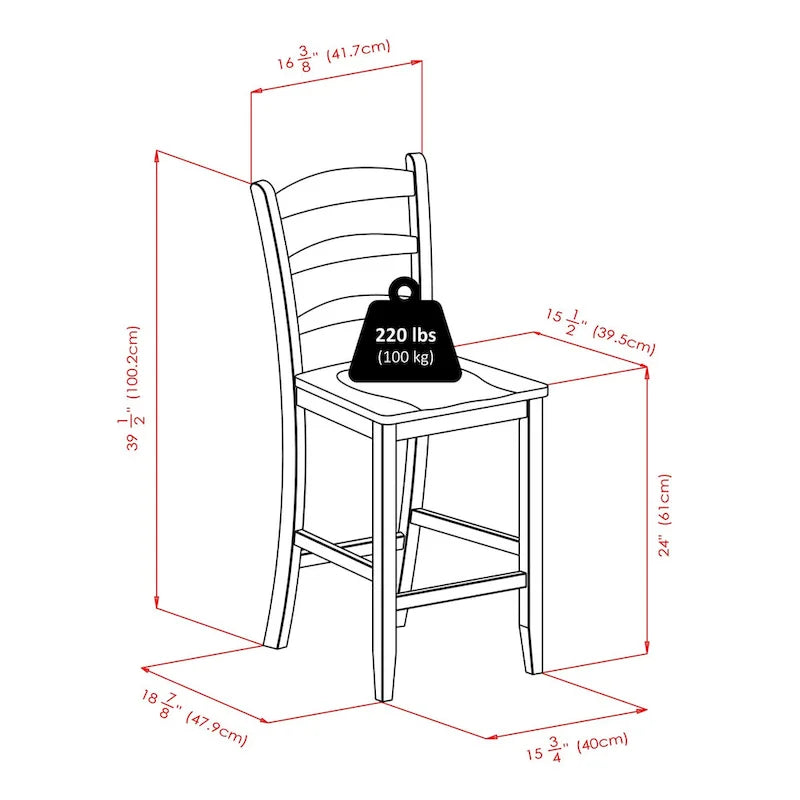 3-Pc Drop Leaf Table with Ladder-back Counter Stools, Walnut-5