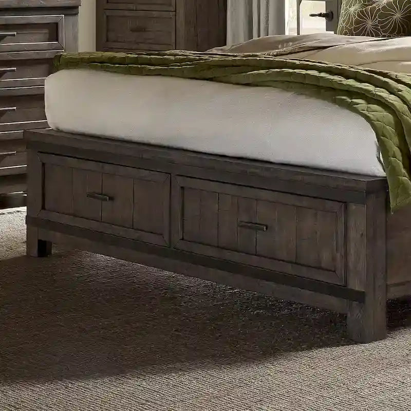 Thornwood Hills Rock Beaten Gray with Saw Cuts Queen Two Sided Storage Bed-7