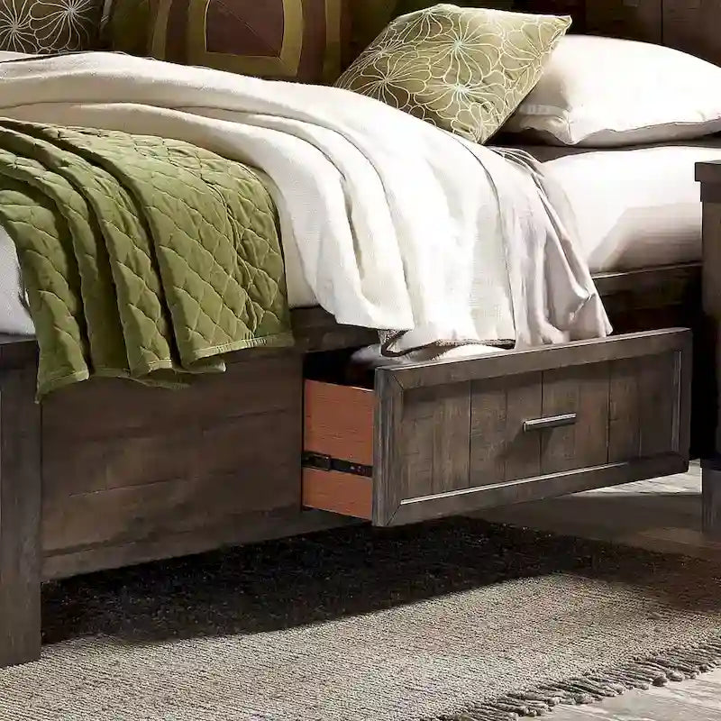 Thornwood Hills Rock Beaten Gray with Saw Cuts Queen Two Sided Storage Bed-14