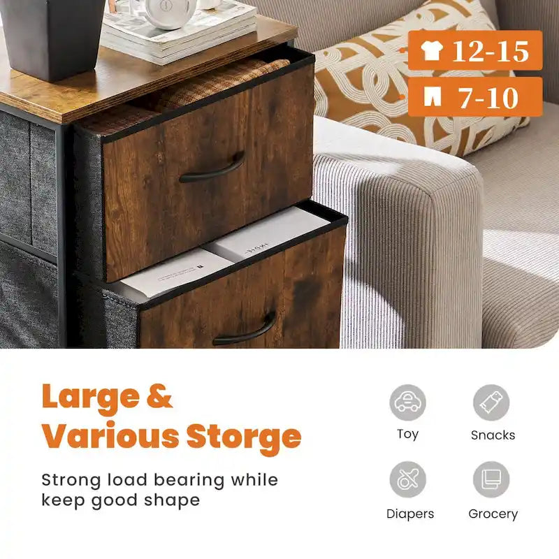 4-Drawers Dresser with Metal Frame and Wood Top-2