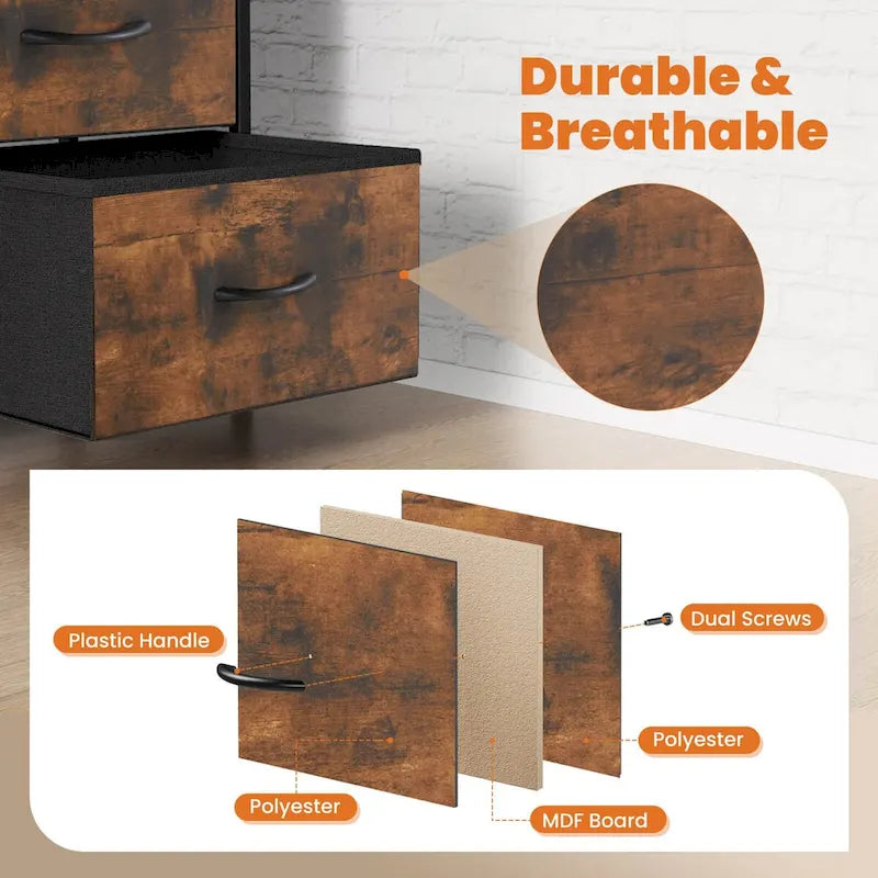 4-Drawers Dresser with Metal Frame and Wood Top-4