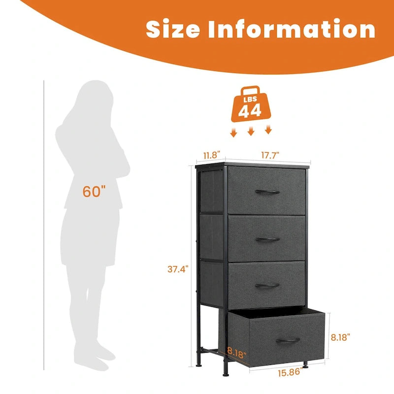 4-Drawers Dresser with Metal Frame and Wood Top-14