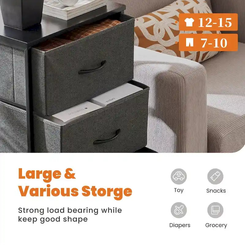 4-Drawers Dresser with Metal Frame and Wood Top-16