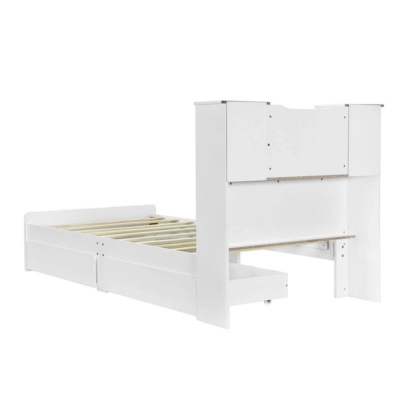 Twin Size Storage Platform Bed Frame with Shelves and Drawers-14
