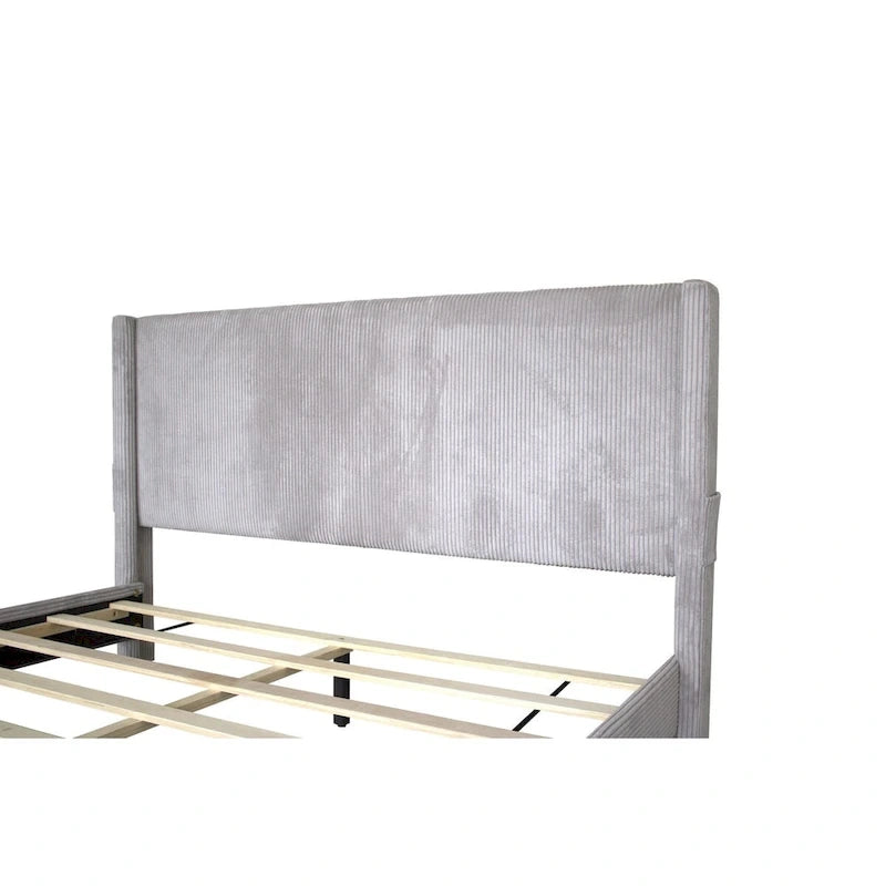 Footboard Drawer Storage Upholstered Wingback Bed-15