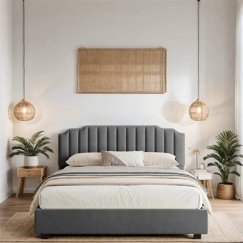 Full Size Velvet Wood Frame Lift Up Platform Bed with Storage-18