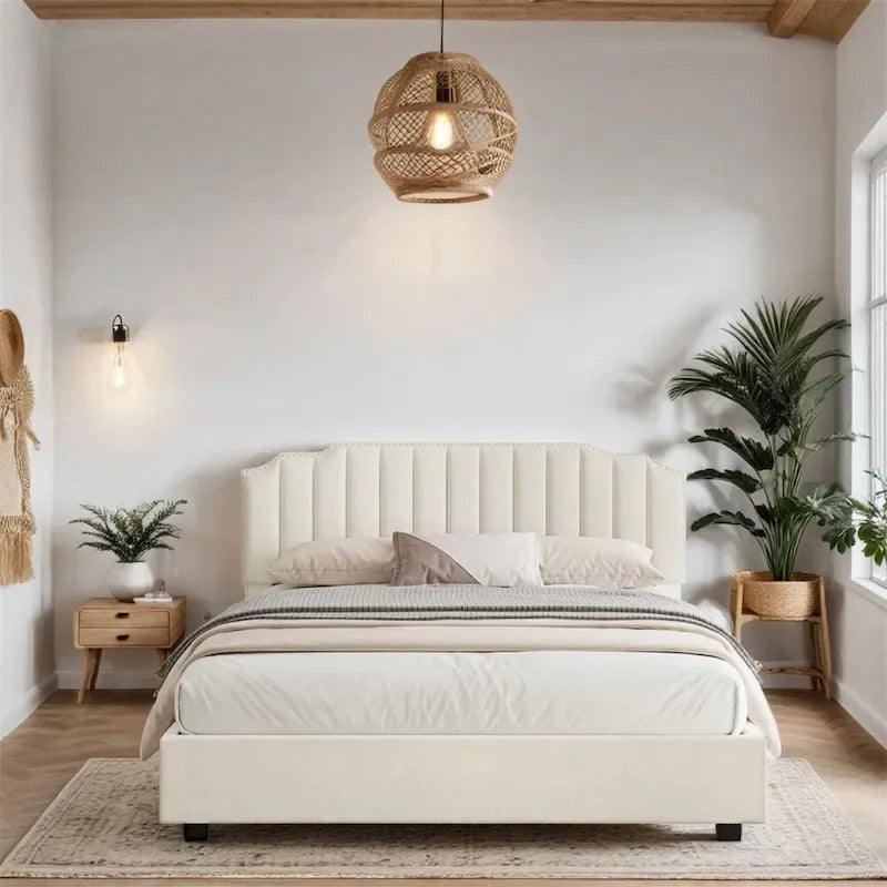 Full Size Velvet Wood Frame Lift Up Platform Bed with Storage-13