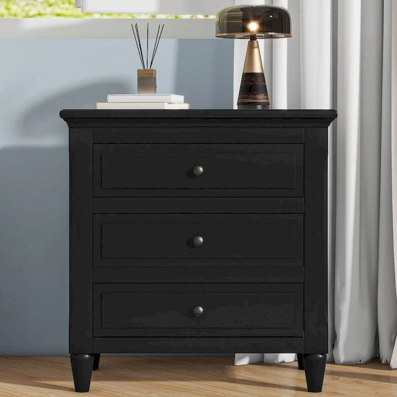 3-Drawer Nightstand Storage Wood Cabinet-6