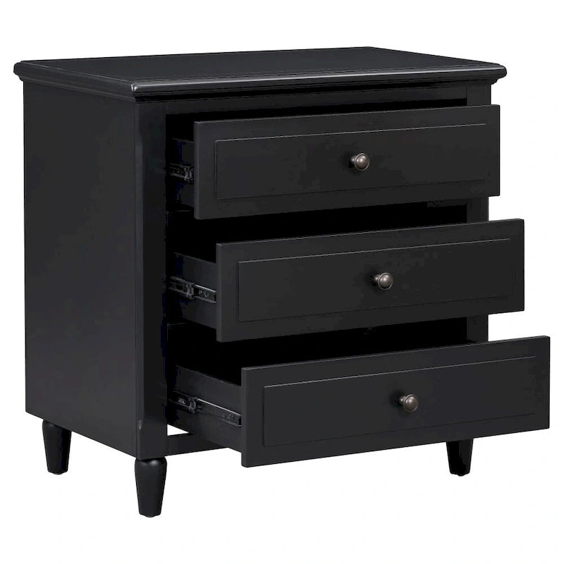 3-Drawer Nightstand Storage Wood Cabinet-7