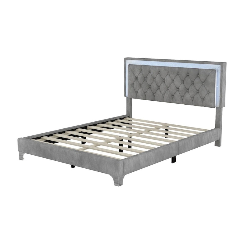 3-Pieces Bedroom Sets with Queen Size Upholstered Platform Bed and Two Nightstands-12
