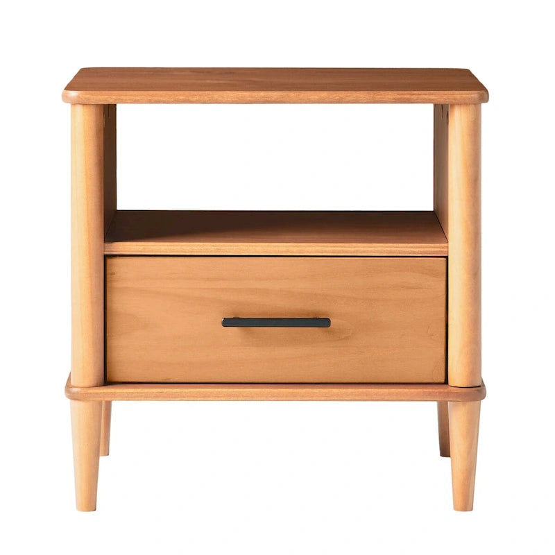 Transitional Solid Wood Spindle Nightstand for Living Room, Bedroom and Office-7