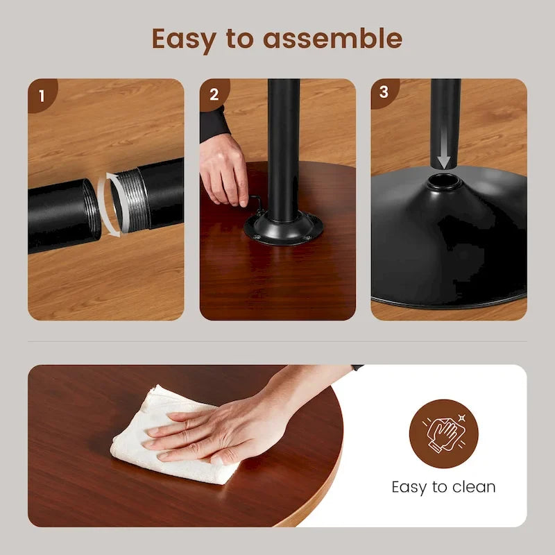 Glitzhome 39.5H Modern Bistro Walnut Top Round Pub Bar Table-11