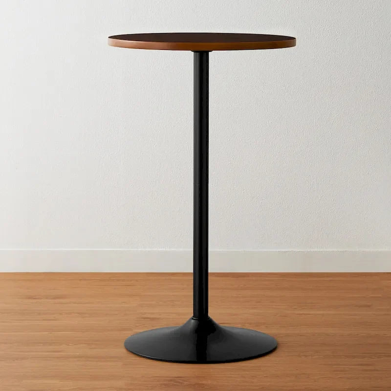 Glitzhome 39.5H Modern Bistro Walnut Top Round Pub Bar Table-14