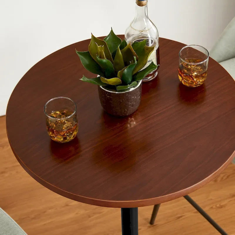 Glitzhome 39.5H Modern Bistro Walnut Top Round Pub Bar Table-17