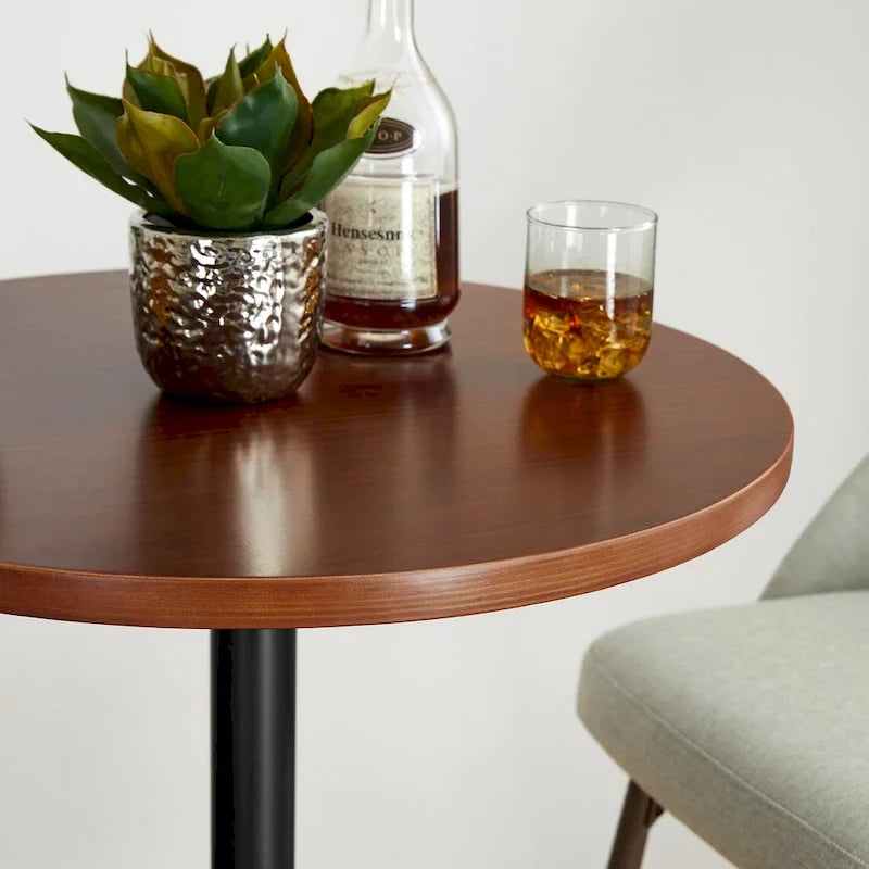 Glitzhome 39.5H Modern Bistro Walnut Top Round Pub Bar Table-19