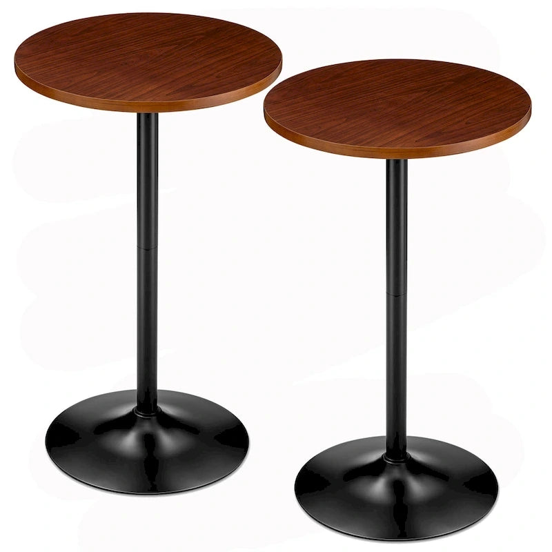 Glitzhome 39.5H Modern Bistro Walnut Top Round Pub Bar Table-23