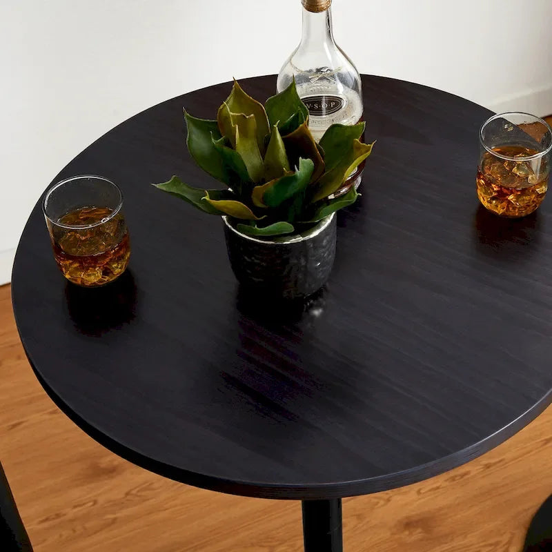 Glitzhome 39.5H Modern Bistro Walnut Top Round Pub Bar Table-31