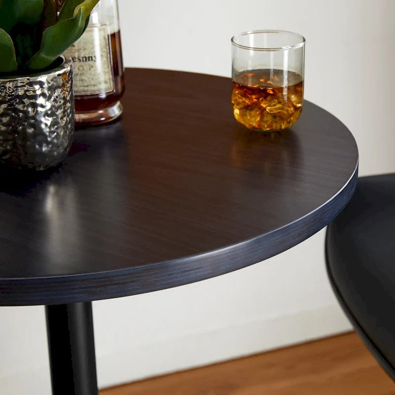 Glitzhome 39.5H Modern Bistro Walnut Top Round Pub Bar Table-32