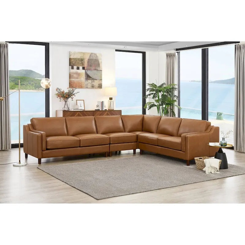 Hydeline Bella Top Grain Leather L Shape Sectional Sofa