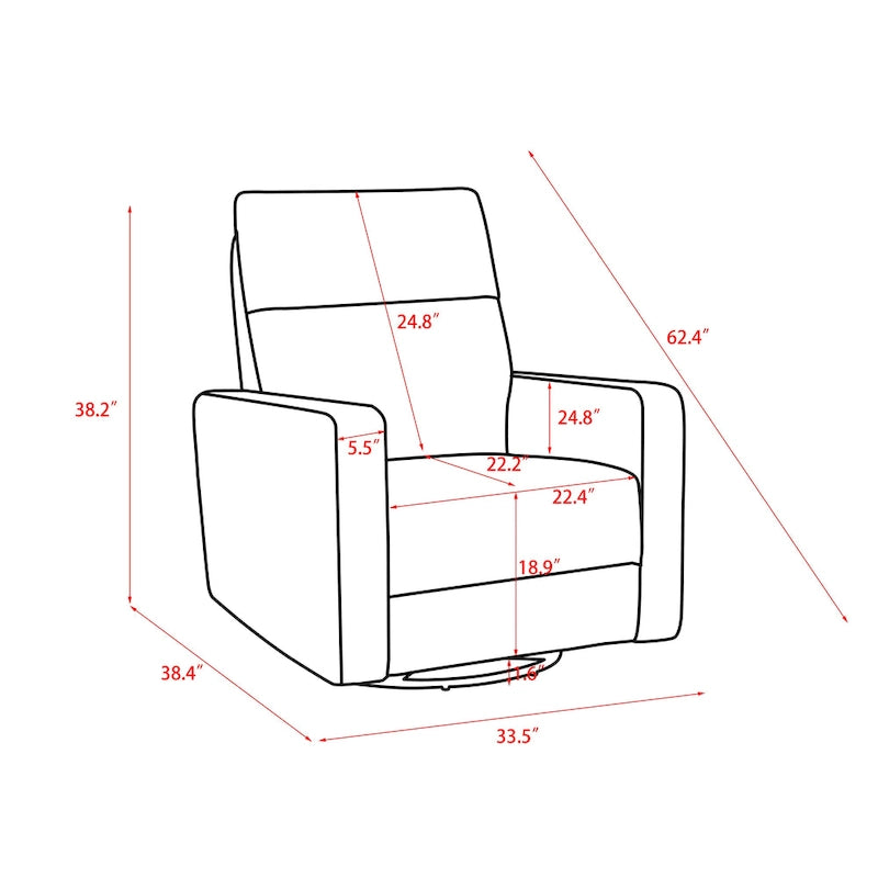 Olmas 33.5W Power Swivel Glider Recliner with USB Charger-9