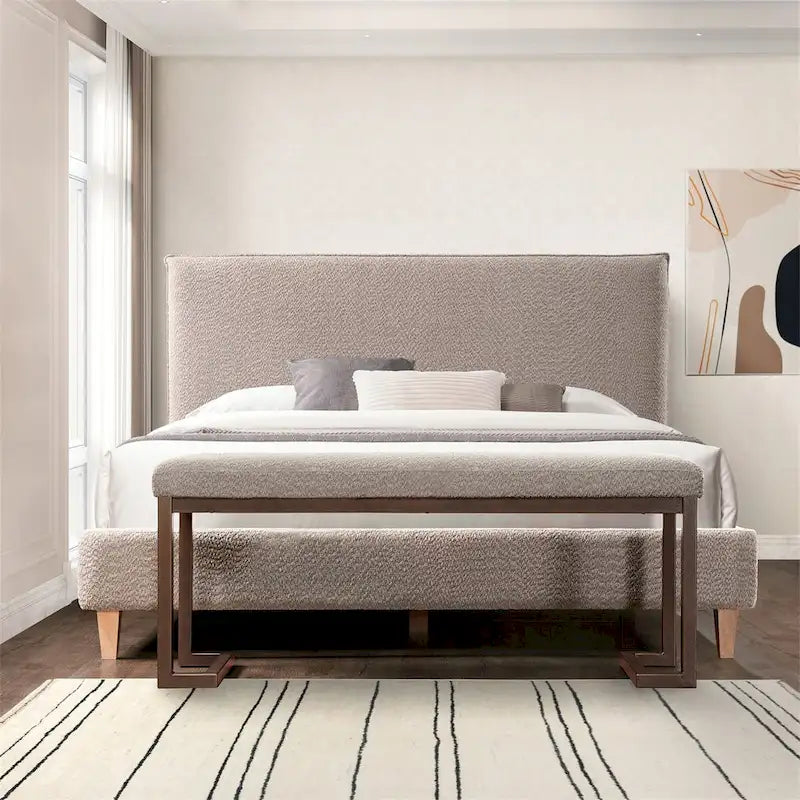 Contemporary Upholstered Rectangular Accent Bench-10